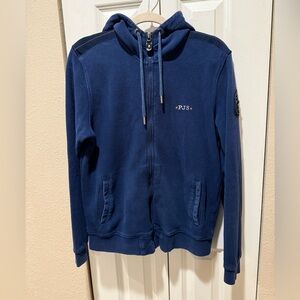 Parajumpers Full Zip Hoodie Blue Cotton Textured , size Large